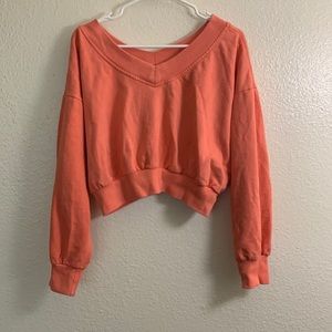 off the shoulder sweatshirt with v neck size medium